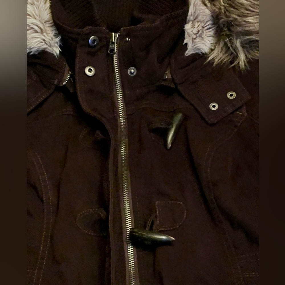 EUC Abercrombie & Fitch dark chocolate brown winter jacket parka size M - Picture 4 of 16
